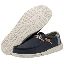 Wally Break Stitch - Navy 10 Wally Break Stitch - Navy -Heydude Store 110792568 WALLY LINEN NATURAL NAVY LEFT 3 1