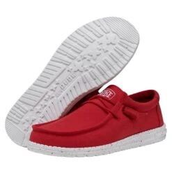 Wally Slub Canvas - Red -Heydude Store 40009 610 WALLYSLUBCANVAS RED PAIRBOTTOM