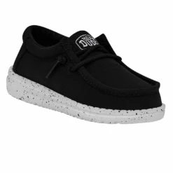 Heydude Hey Dude Wally Toddler Slub Canvas Black -Heydude Store 40029 001 WALLYTODDLERSLUBCANVAS BLACK RIGHTANGLE