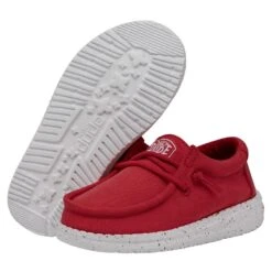 Wally Toddler Slub Canvas - Red 10 Wally Toddler Slub Canvas - Red -Heydude Store 40029 610 WALLYTODDLERSLUBCANVAS RED PAIRBOTTOM