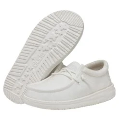 Wally Youth Slub Canvas - White -Heydude Store 40044 100 WALLYYOUTHSLUBCANVAS WHITE PAIRBOTTOM