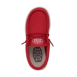 Wally Youth Slub Canvas - Red 13 Wally Youth Slub Canvas - Red -Heydude Store 40044 610 WALLYYOUTHSLUBCANVAS RED LEFTTOP