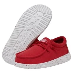 Wally Youth Slub Canvas - Red 10 Wally Youth Slub Canvas - Red -Heydude Store 40044 610 WALLYYOUTHSLUBCANVAS RED PAIRBOTTOM