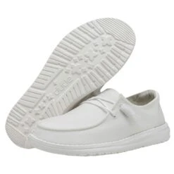 Wendy Slub Canvas - White -Heydude Store 40063 100 WENDY SLUB CANVAS WHITE LEFT 3