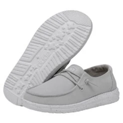 Wendy Youth Slub Canvas - Light Grey -Heydude Store 40143 007 WENDYYOUTHSLUBCANVAS LIGHTGREY PAIRBOTTOM