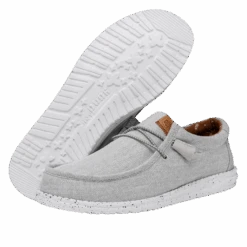 Wally Washed Canvas - Light Grey -Heydude Store FW23 M 40296 007 WALLY WASHED CANVAS LIGHT GREY LEFT PAIROUTSOLE