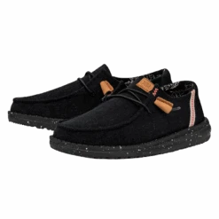 Wendy Washed Canvas - Black 11 Wendy Washed Canvas - Black -Heydude Store FW23 W 40297 001 WENDY WASHED CANVAS BLACK LEFT PAIR